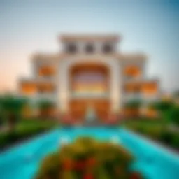 A stunning exterior view of Al Gurm Villas showcasing architectural elegance