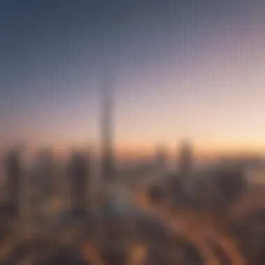 Panoramic view of Dubai skyline with iconic buildings