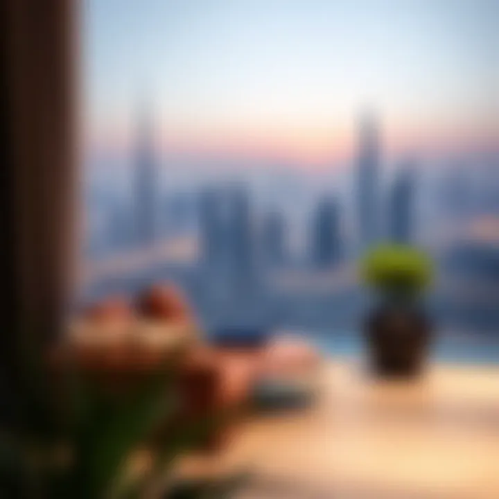 Panoramic view of Dubai skyline from a premium villa terrace