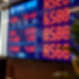 Currency exchange rates displayed on a digital board