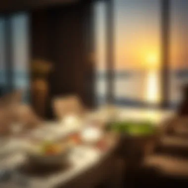 Exquisite Dining Experience with Ocean Views Gourmet dining setup with scenic ocean backdrop