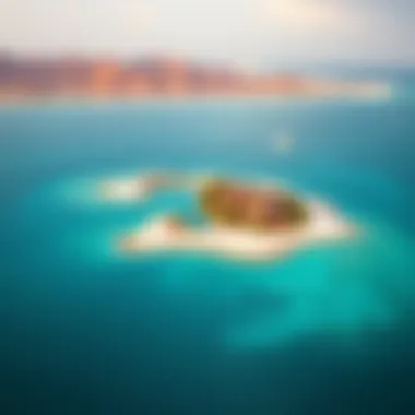 Stunning Aerial Perspective of Al Ramhan Island Aerial view of Al Ramhan Island showcasing its pristine beaches and luxurious villas