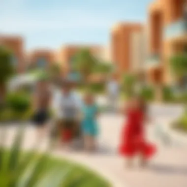 Community Life in Al Waha Vibrant community life in Al Waha with families enjoying leisure activities