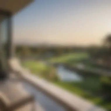 Stunning golf course view from a balcony in Damac Hills