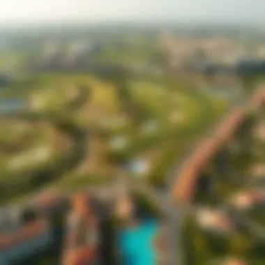 Aerial Perspective of Golf Course and Surrounding Community Aerial view of Dubai Hills community highlighting the integration of real estate and golf