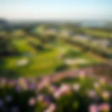 Stunning Panoramic View of Golf Course Panoramic view of Dubai Hills Golf Course showcasing lush greens and fairways