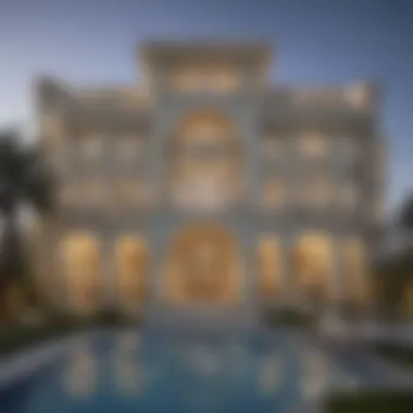 Architectural Grandeur of Dubai's Largest Home Exterior view of Dubai's largest residential property showcasing its architectural grandeur