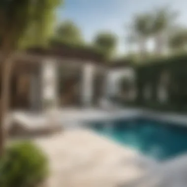 Elegant Outdoor Space with Private Pool Elegant outdoor space featuring a private pool and garden