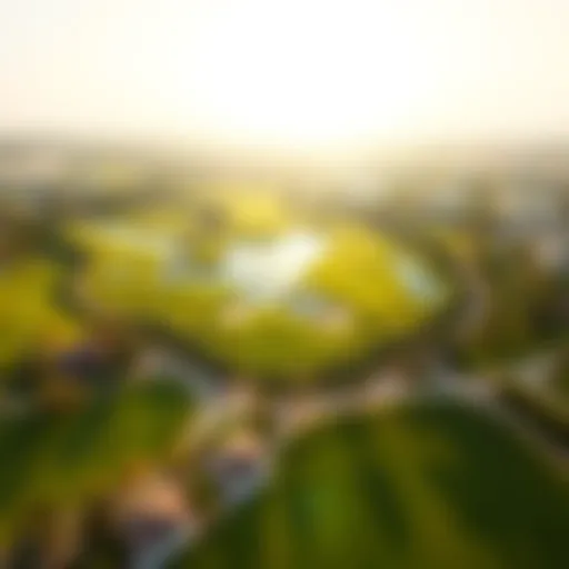 Aerial view of a luxurious golf course in Dubai