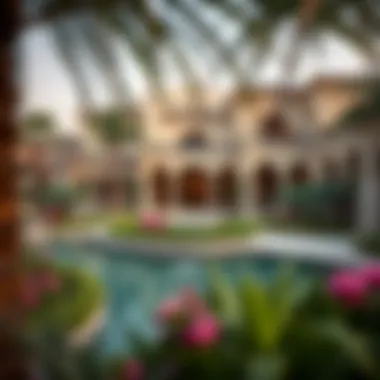 Landscaped Garden of a Luxury Villa in Dubai Beautiful landscaped garden surrounding a lavish Dubai villa.