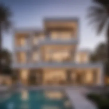 Modern Architectural Design of Jumeirah Villas Stunning exterior view of a Jumeirah Villa showcasing modern architectural design