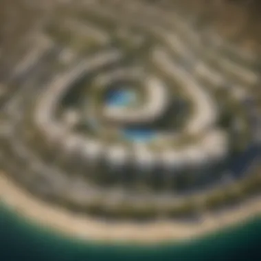 Aerial View of Jumeirah Villas Community Aerial view of the Jumeirah Villas community highlighting lush landscapes and amenities