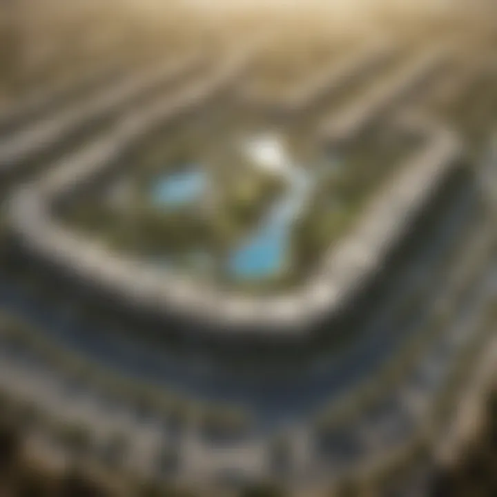 Aerial view of Mohammed Bin Rashid City showcasing its expansive greenery and luxury developments.