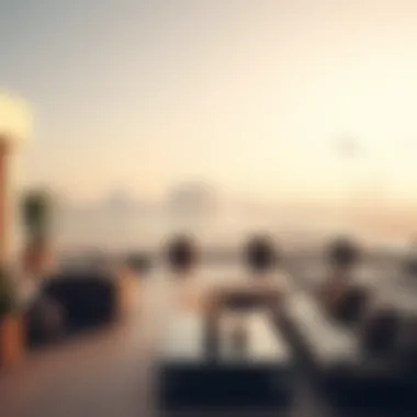 Rooftop Sanctuary: A Glimpse of Luxury Stunning rooftop terrace with panoramic views of Dubai skyline
