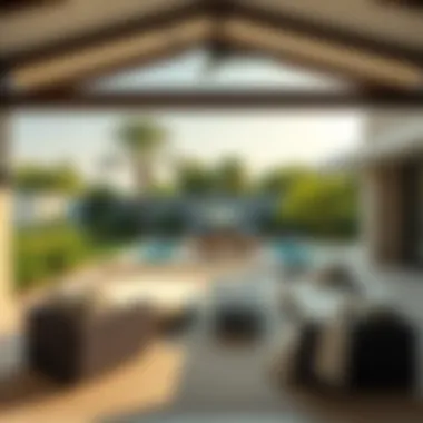 Outdoor Living Space Embracing Serenity Serene outdoor living space around a pool