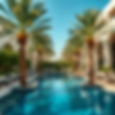 Serene private pool area surrounded by palm trees