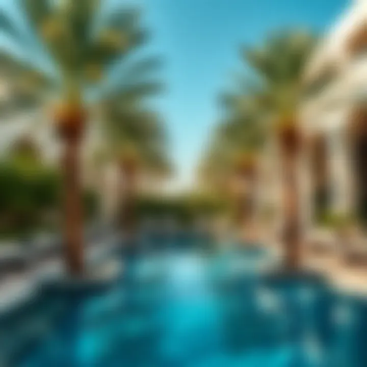 Serene private pool area surrounded by palm trees
