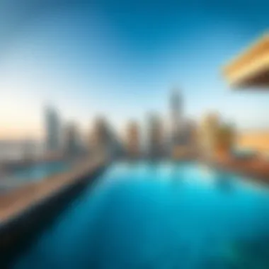 Stunning skyline view from a hotel pool