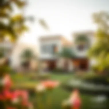 Serene Landscaped Gardens of Semi-Detached Villas Beautiful landscaped garden surrounding a semi-detached villa