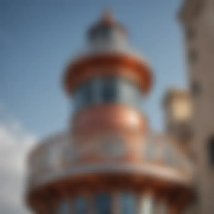 A close-up view of the intricate design elements of the Bulgari Lighthouse