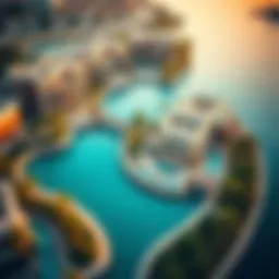 Aerial view of Dubai Lagoon showcasing luxury villas