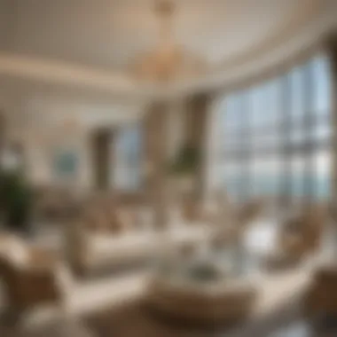 Lavishly designed interior of a living space within The Ellington Palm Jumeirah