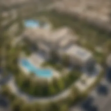 Expansive Grounds of Dubai's Largest Mansion Aerial view of the mansion highlighting its expansive grounds