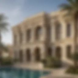 Exterior view of Dubai's largest mansion showcasing its architectural beauty