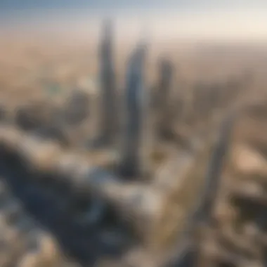 Aerial Perspective of Dubai's Real Estate Aerial view of Dubai's iconic real estate landscape featuring penthouses
