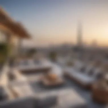 Rooftop Terrace with Panoramic City Views Stylish rooftop terrace of a penthouse with panoramic views of the city
