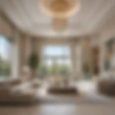 Elegant Interior Design Spacious living room in Dubai Hills villa