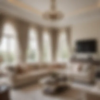 Elegant Living Room in Springs Villa Luxurious living room interior in a Springs villa highlighting elegance and comfort