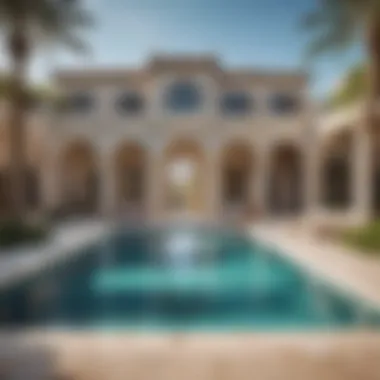 Exquisite Outdoor Pool Scene of a Villa Vibrant outdoor pool area in a luxury villa