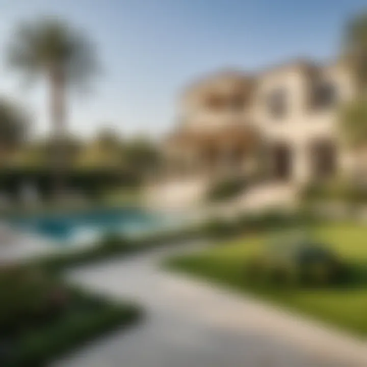 Expansive garden surrounding a beautiful villa in Jumeirah