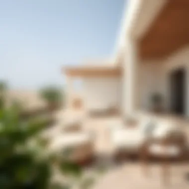 Tranquil Outdoor Spaces of Yas Acres Villas Serene outdoor spaces in Yas Acres emphasizing tranquility