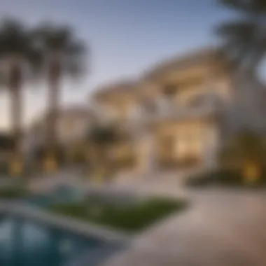 Modern Architectural Elegance of Falcon City Villas Stunning exterior view of Falcon City Villas showcasing modern architecture and lush landscaping