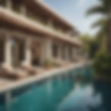 Serene Pool Area of Lagoon Villas Swimming pool area with serene ambiance in Lagoon Villas