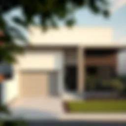 Modern minimalist exterior of a three-bedroom house