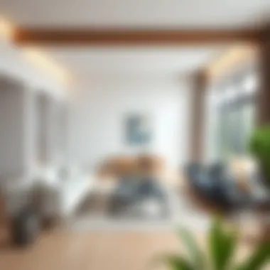 Inviting open-space living area in a contemporary design Open-concept living room design with modern furniture