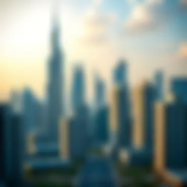 Iconic Skyline of Modern Dubai Stunning skyline view featuring modern residential buildings in Dubai