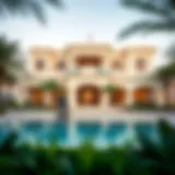 Luxurious exterior view of a villa in Mudon Al Ranim