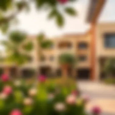 Community Features of Mudon Arabella Community amenities including parks and recreational areas surrounding the townhouses