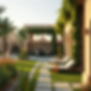 Serene garden area of Nad Al Sheba Nakheel Villas highlighting landscaping and outdoor beauty