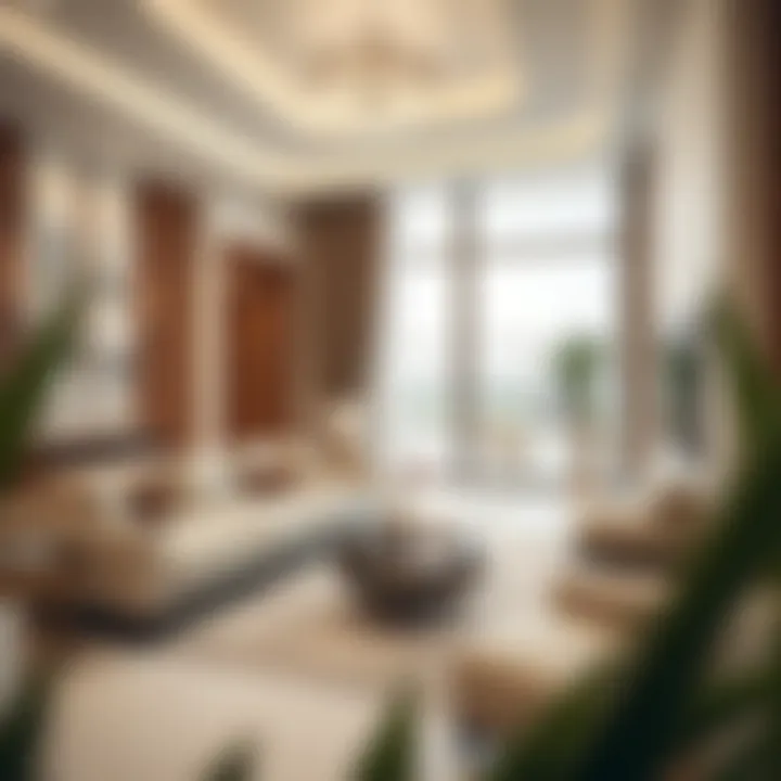 Luxurious living room interior of a Nakheel Villa demonstrating sophisticated design
