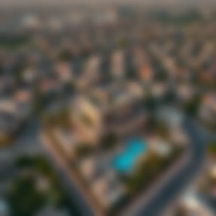 Aerial view of Dubai showcasing villa community