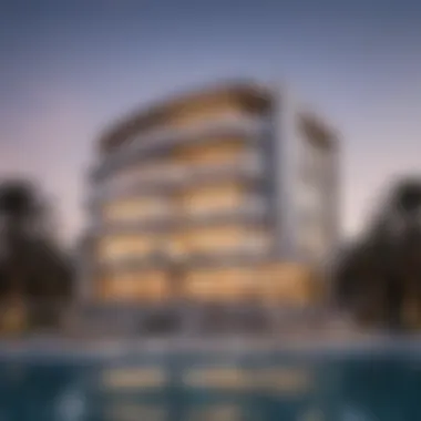 Architectural Brilliance of Society House Dubai Stunning exterior view of Society House Dubai showcasing modern architecture