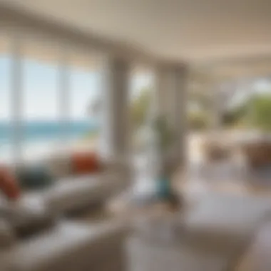 Coastal Serenity Inside Serene beach house interior with a coastal view