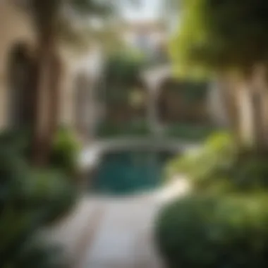 Serene Garden Oasis in Villa Lifestyle A peaceful garden area in a villa